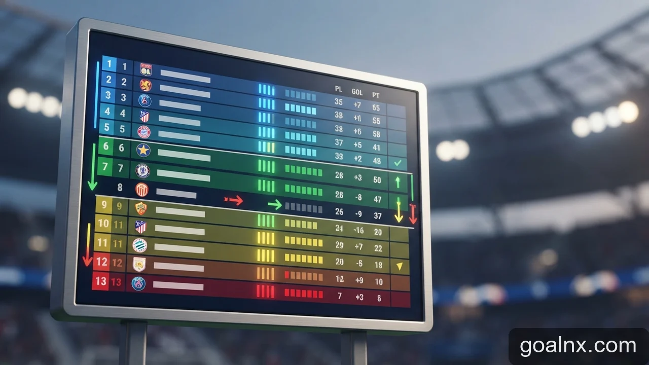 Minh họa: Cách đọc bảng xếp hạng thể thức league phase Champions League đầy đủ tiêu chí